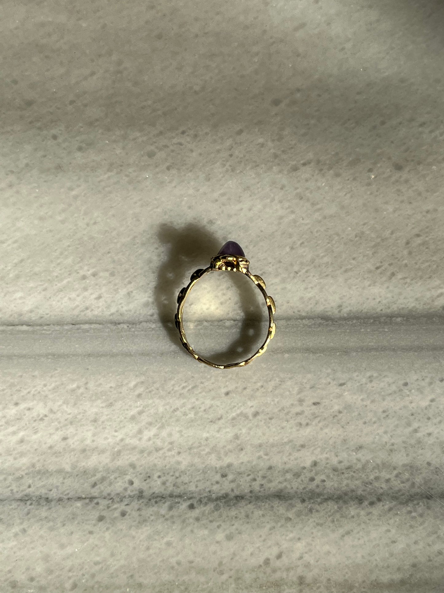 Antique Purple Star Sapphire and Diamond Crowned Heart Ring