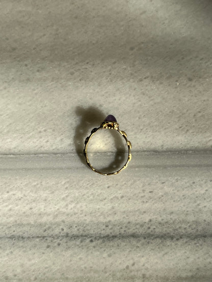 Antique Purple Star Sapphire and Diamond Crowned Heart Ring