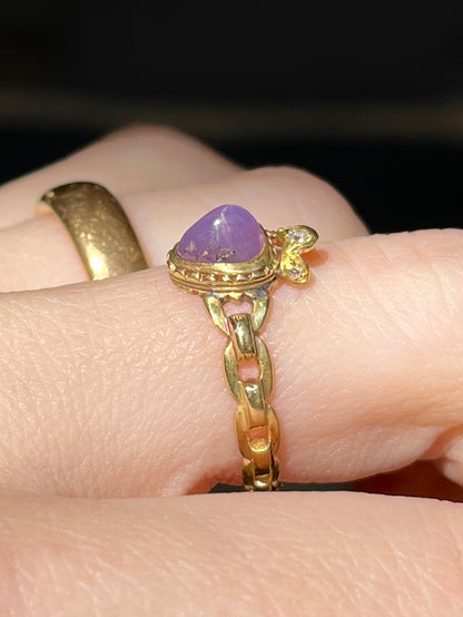 Antique Purple Star Sapphire and Diamond Crowned Heart Ring
