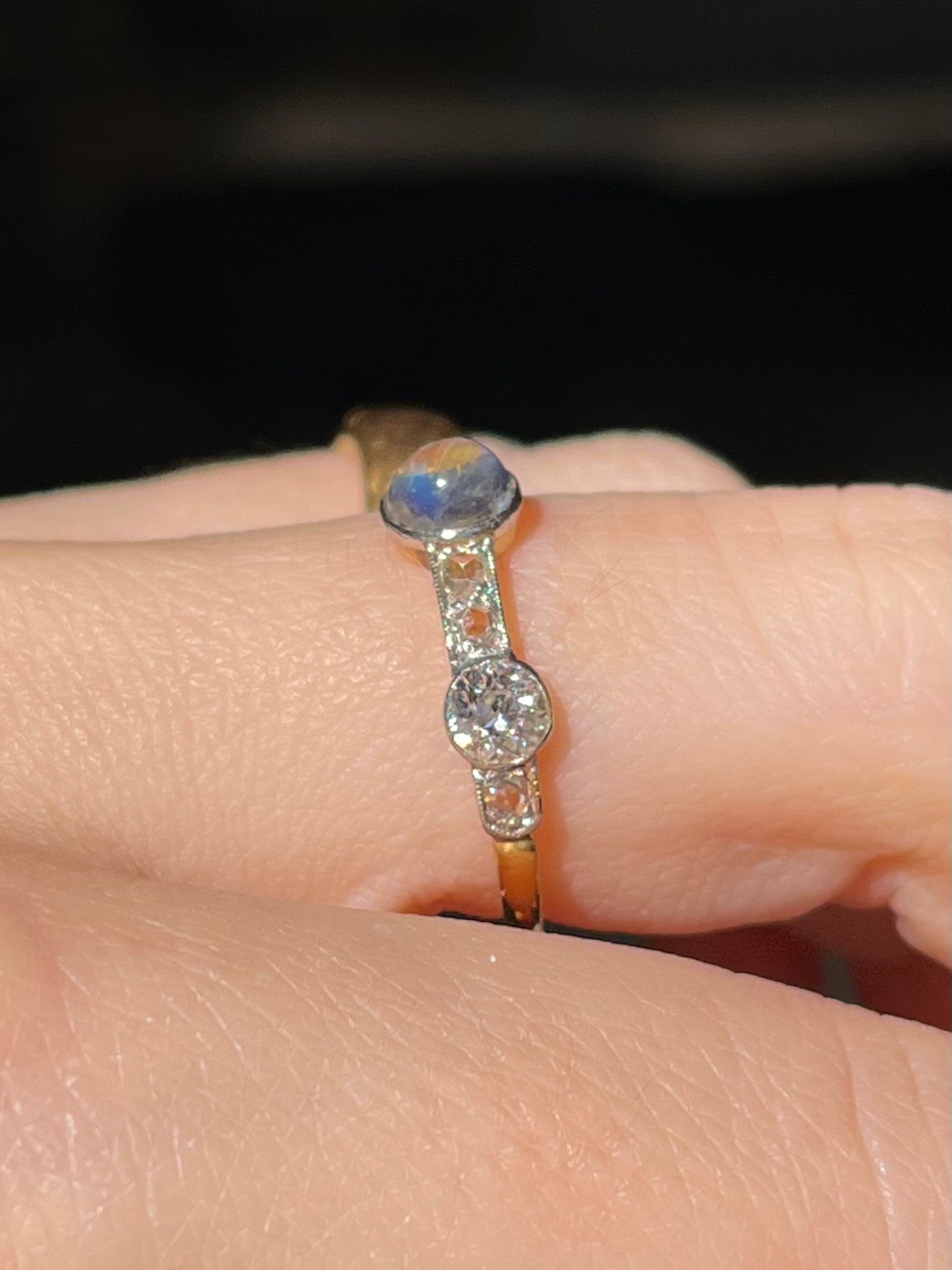 Edwardian Moonstone and Diamond Band 0.75ctw