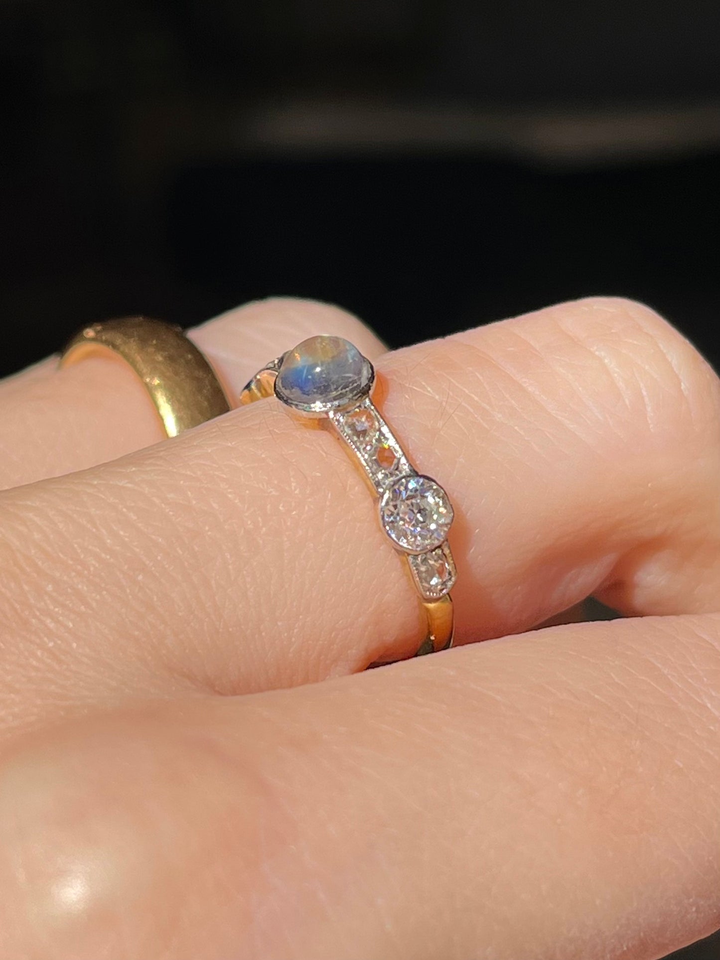 Edwardian Moonstone and Diamond Band 0.75ctw