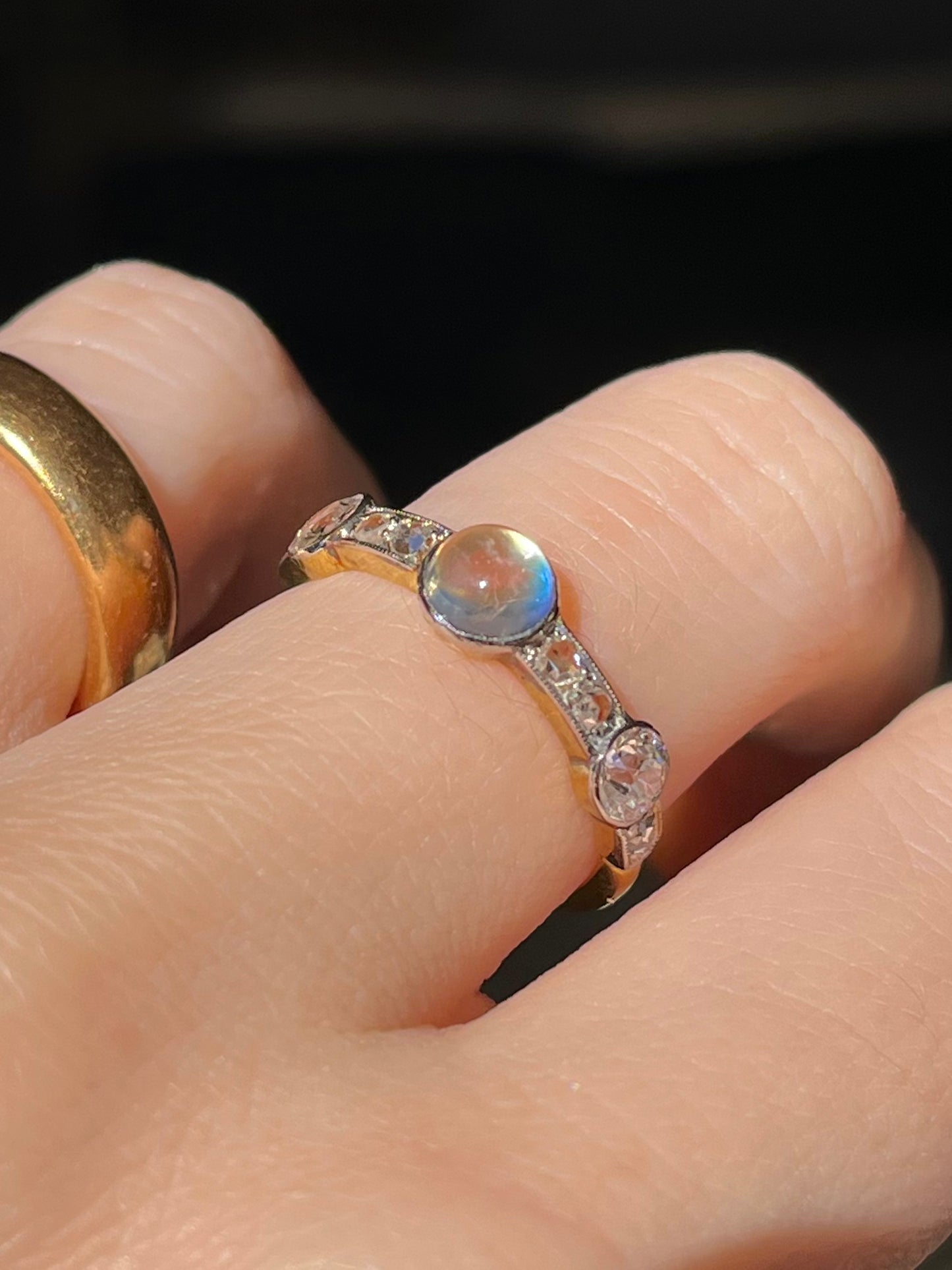 Edwardian Moonstone and Diamond Band 0.75ctw