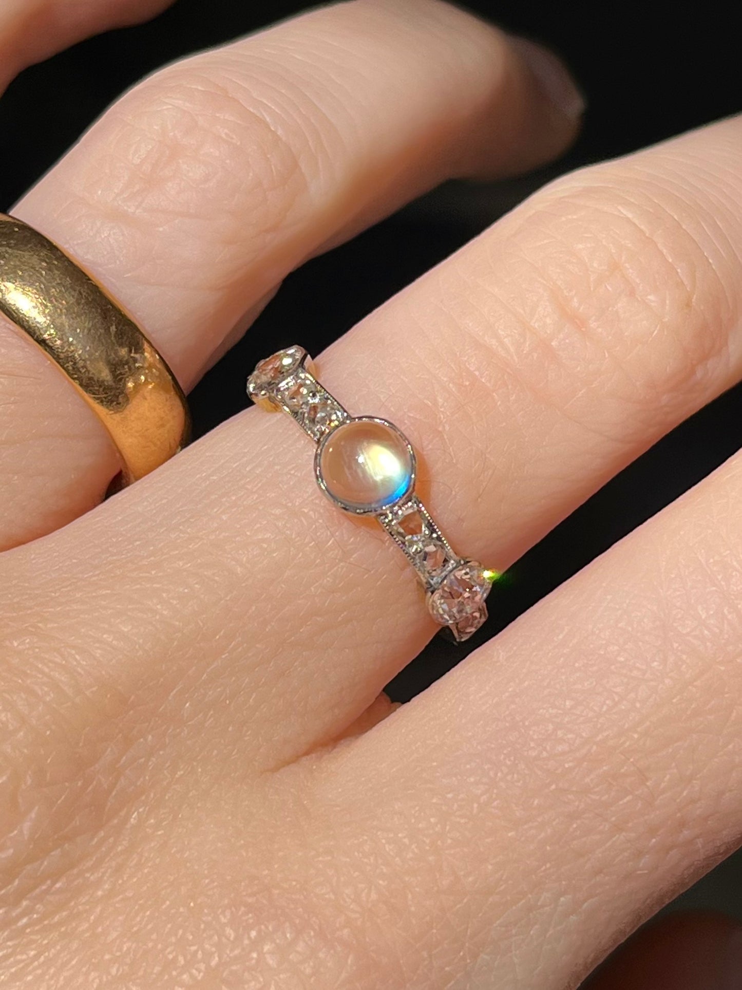 Edwardian Moonstone and Diamond Band 0.75ctw
