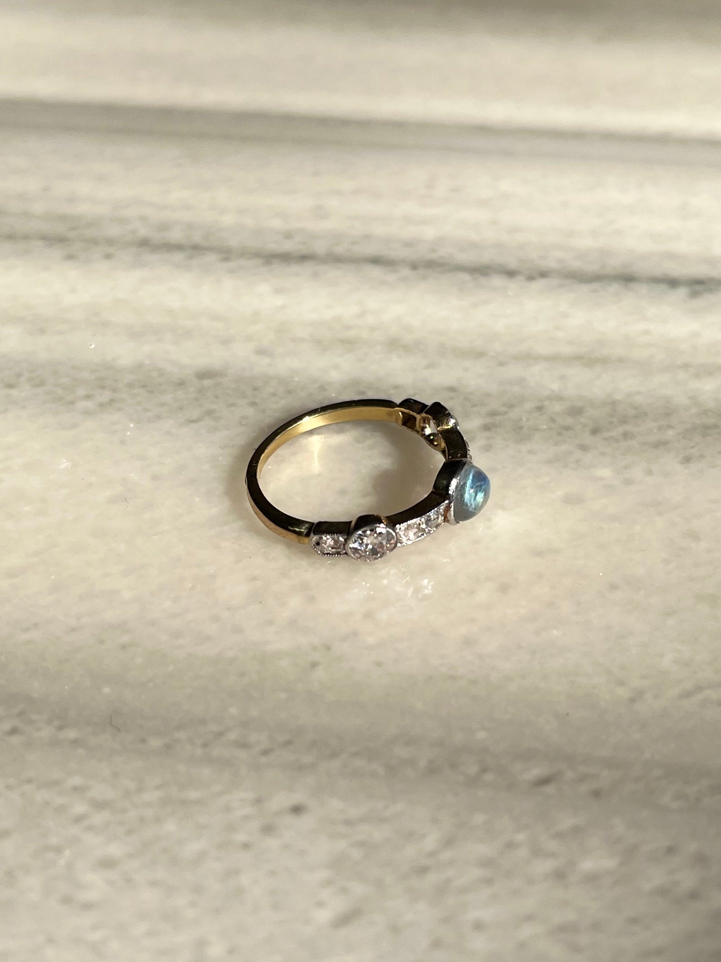 Edwardian Moonstone and Diamond Band 0.75ctw