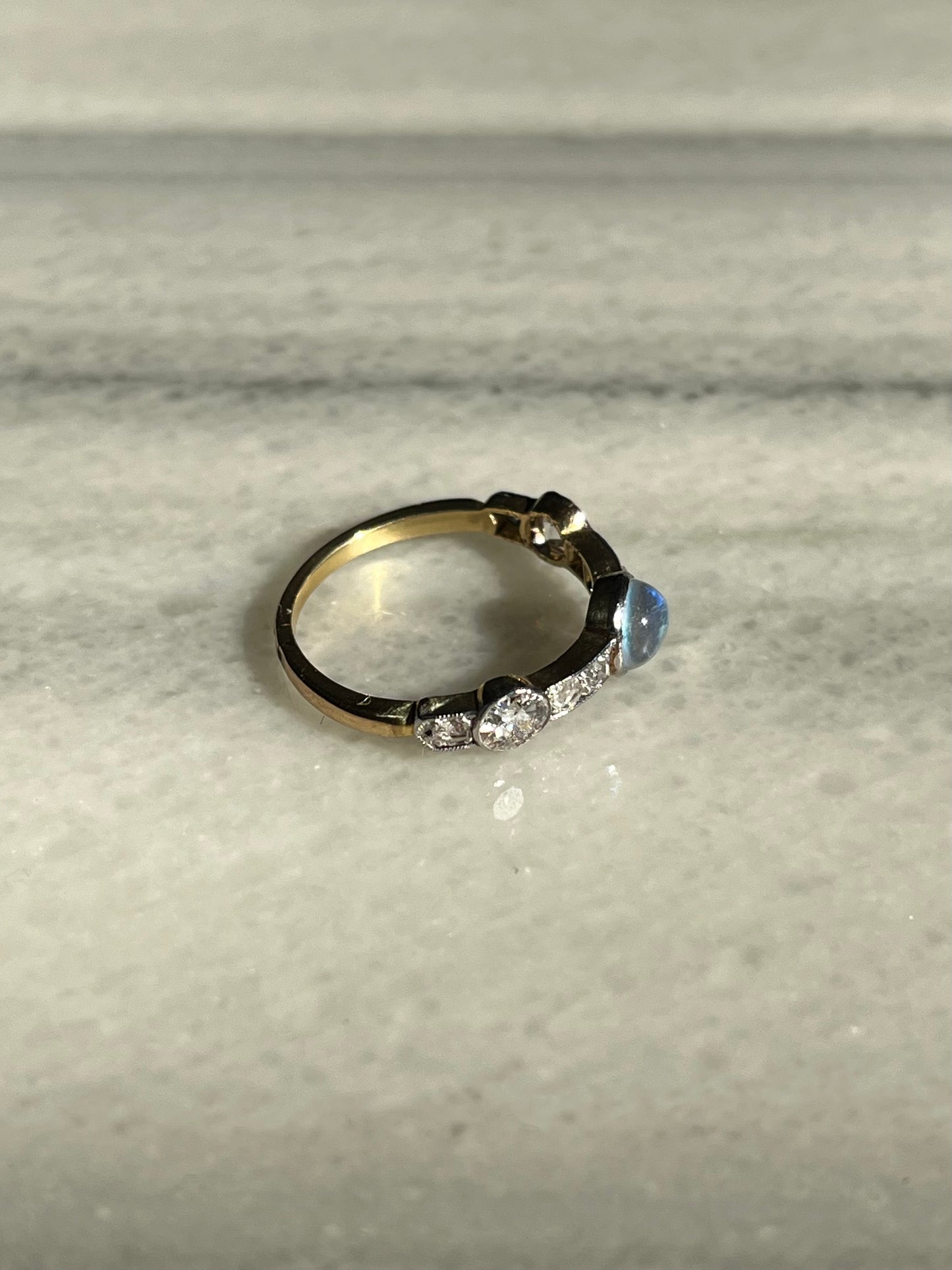 Edwardian Moonstone and Diamond Band 0.75ctw