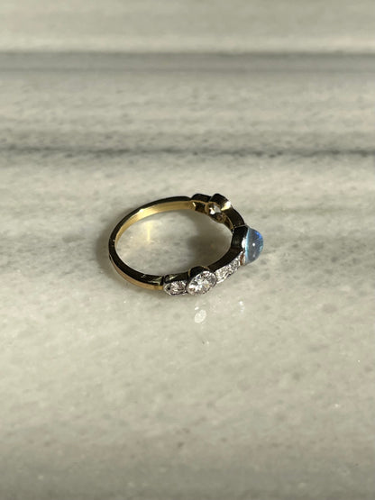 Edwardian Moonstone and Diamond Band 0.75ctw