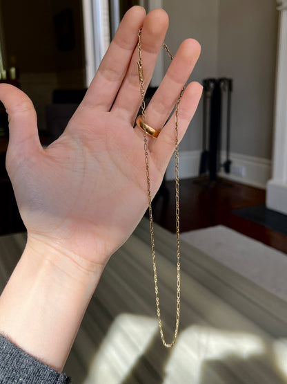 Antique 9K Gold Trombone Link Chain