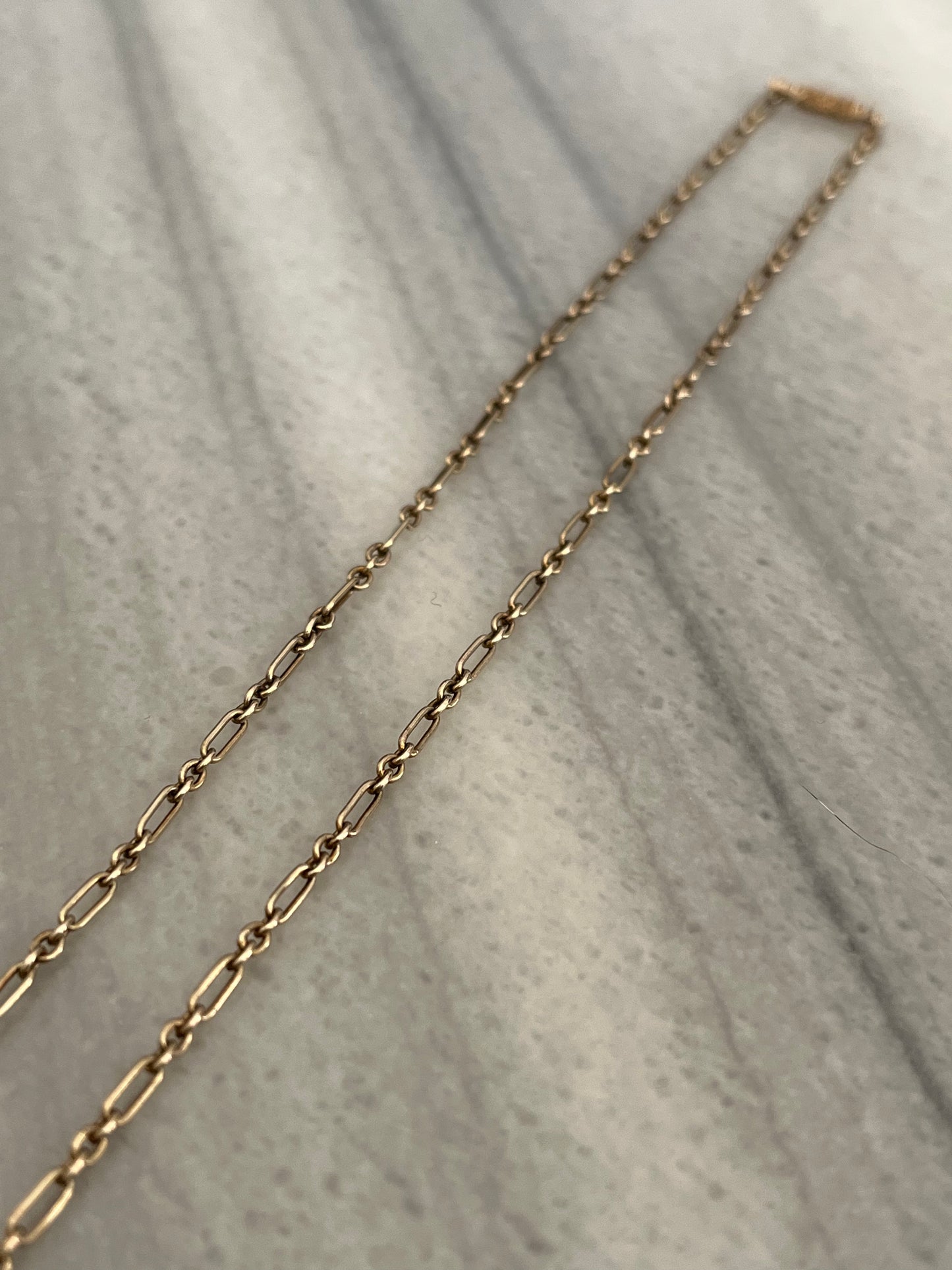 Antique 9K Gold Trombone Link Chain