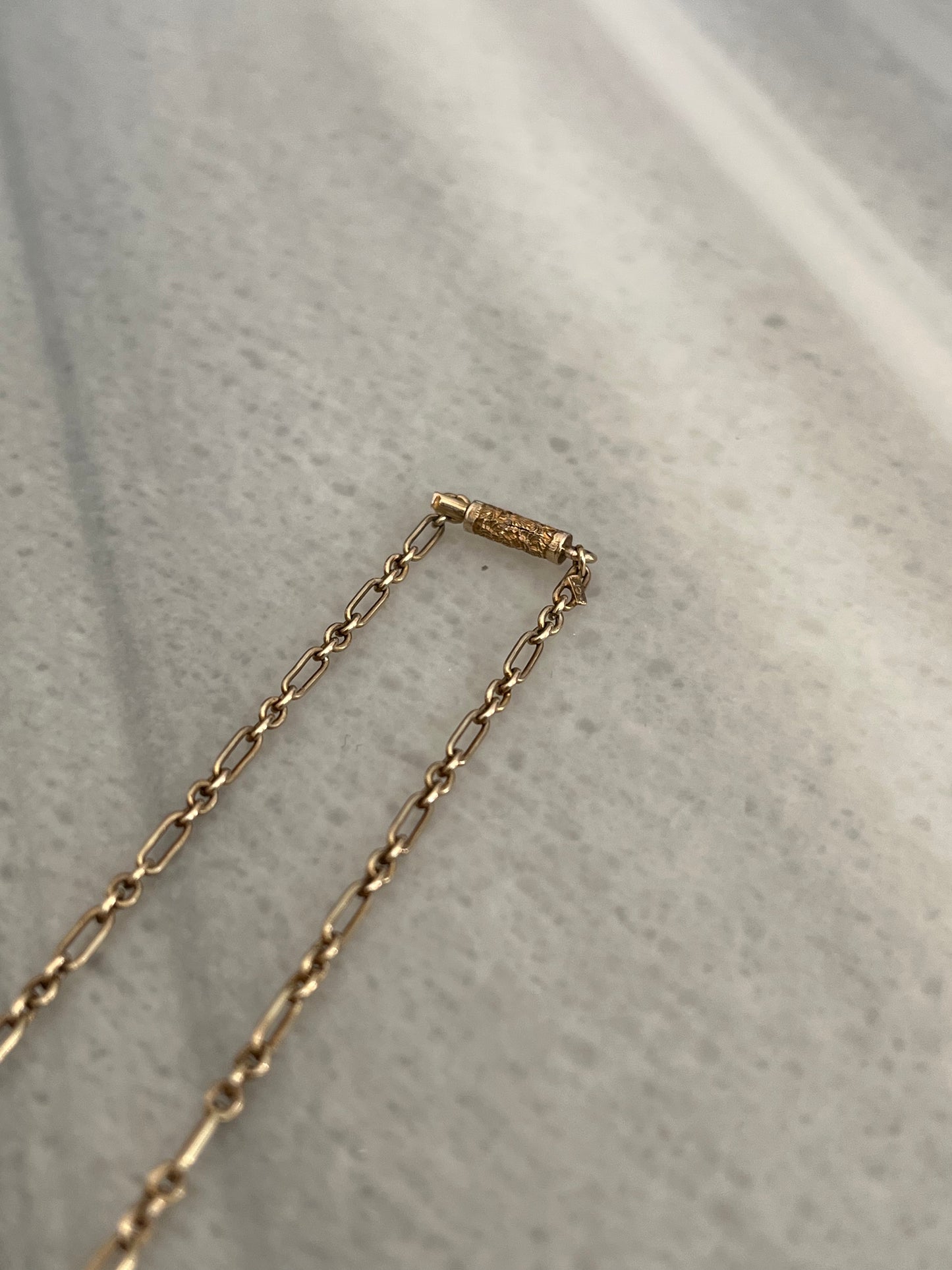 Antique 9K Gold Trombone Link Chain