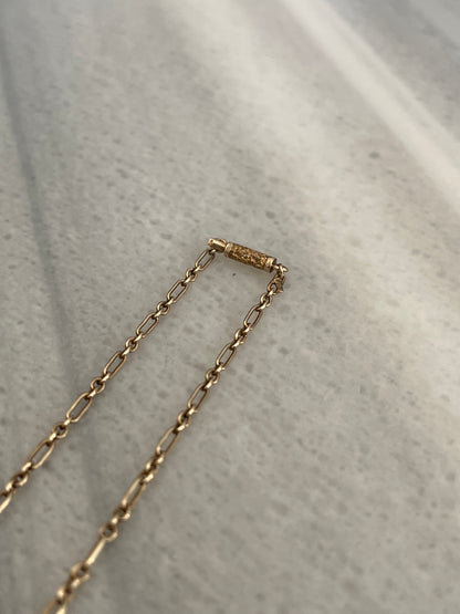 Antique 9K Gold Trombone Link Chain