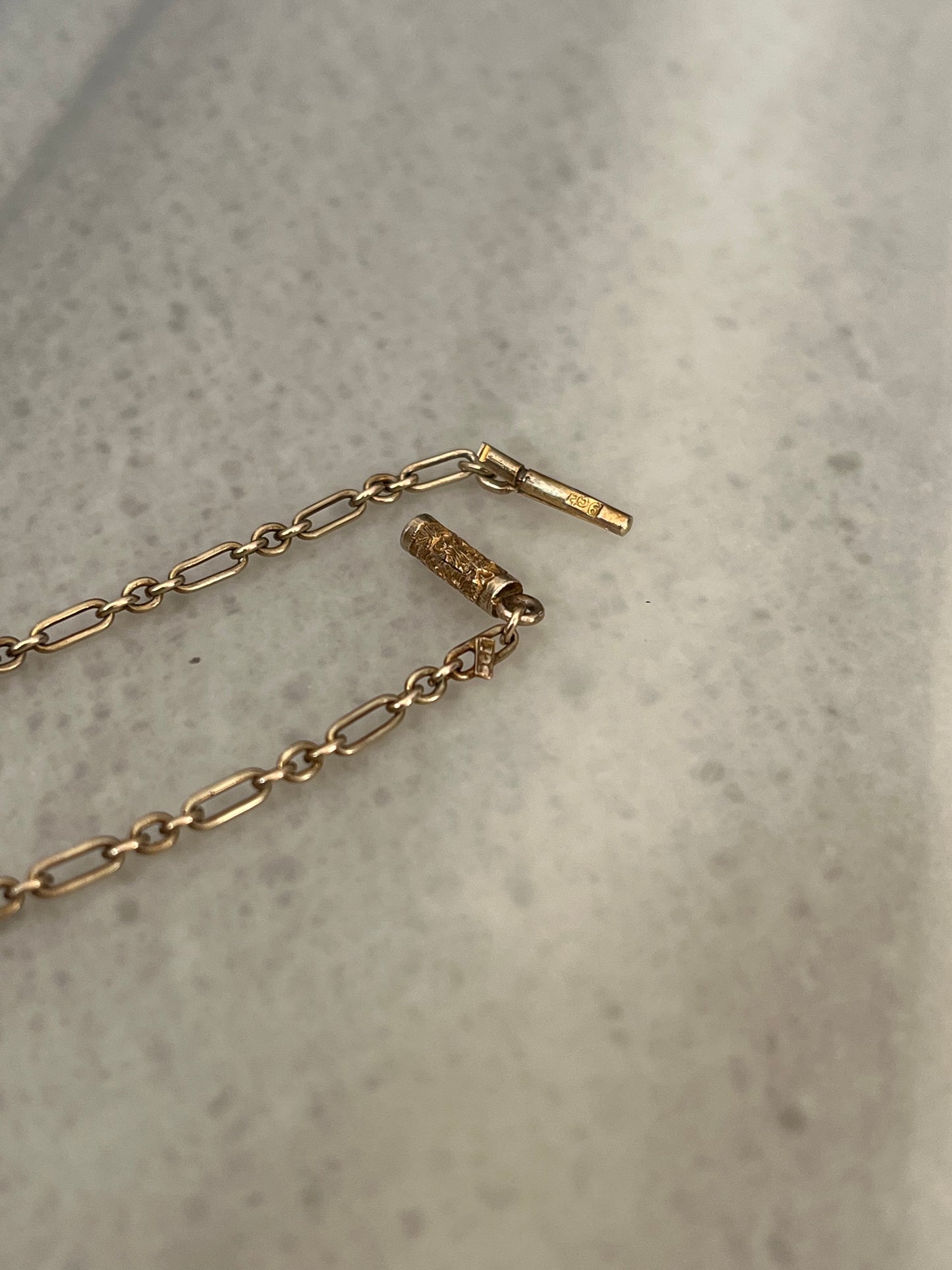 Antique 9K Gold Trombone Link Chain