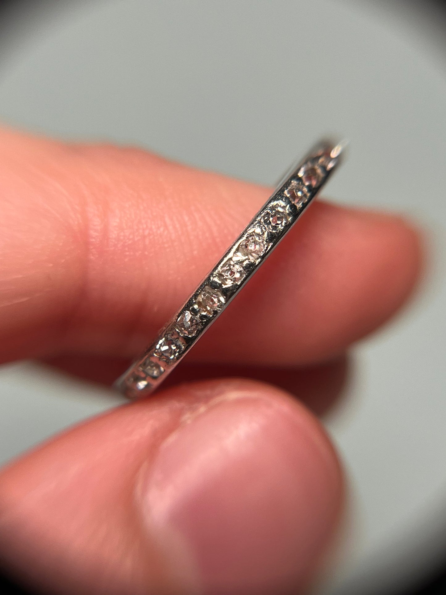 Antique Old Cut Diamond Eternity Band in Platinum