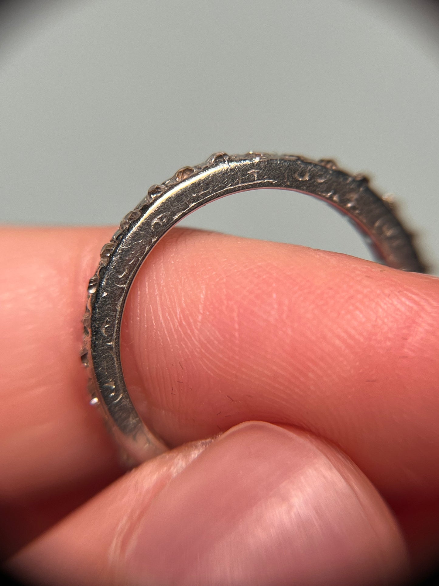 Antique Old Cut Diamond Eternity Band in Platinum