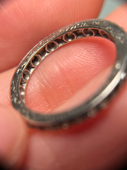 Antique Old Cut Diamond Eternity Band in Platinum