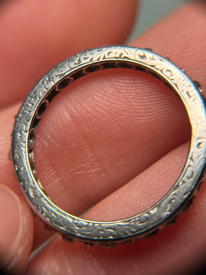 Antique Old Cut Diamond Eternity Band in Platinum