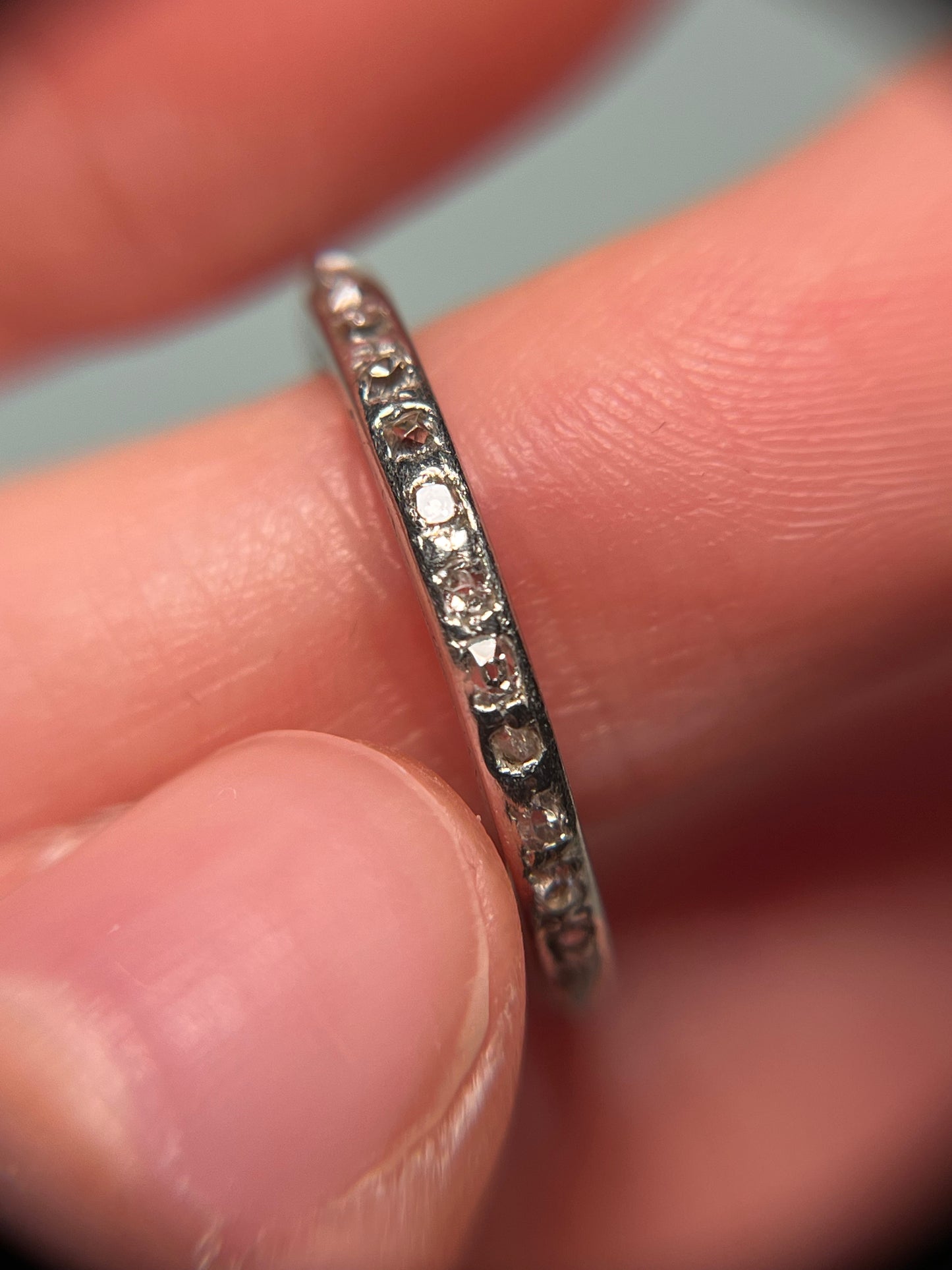 Antique Old Cut Diamond Eternity Band in Platinum