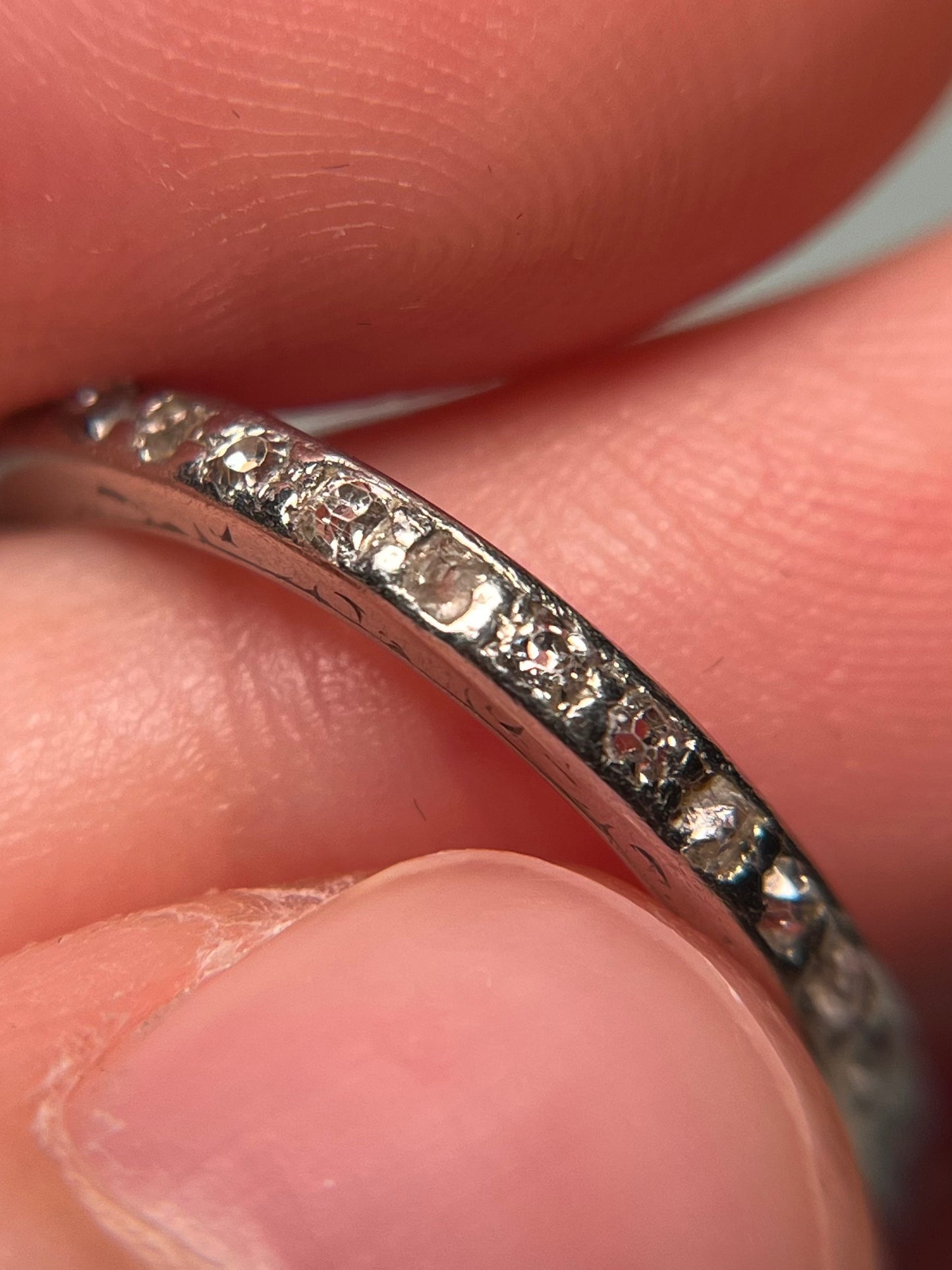 Antique Old Cut Diamond Eternity Band in Platinum