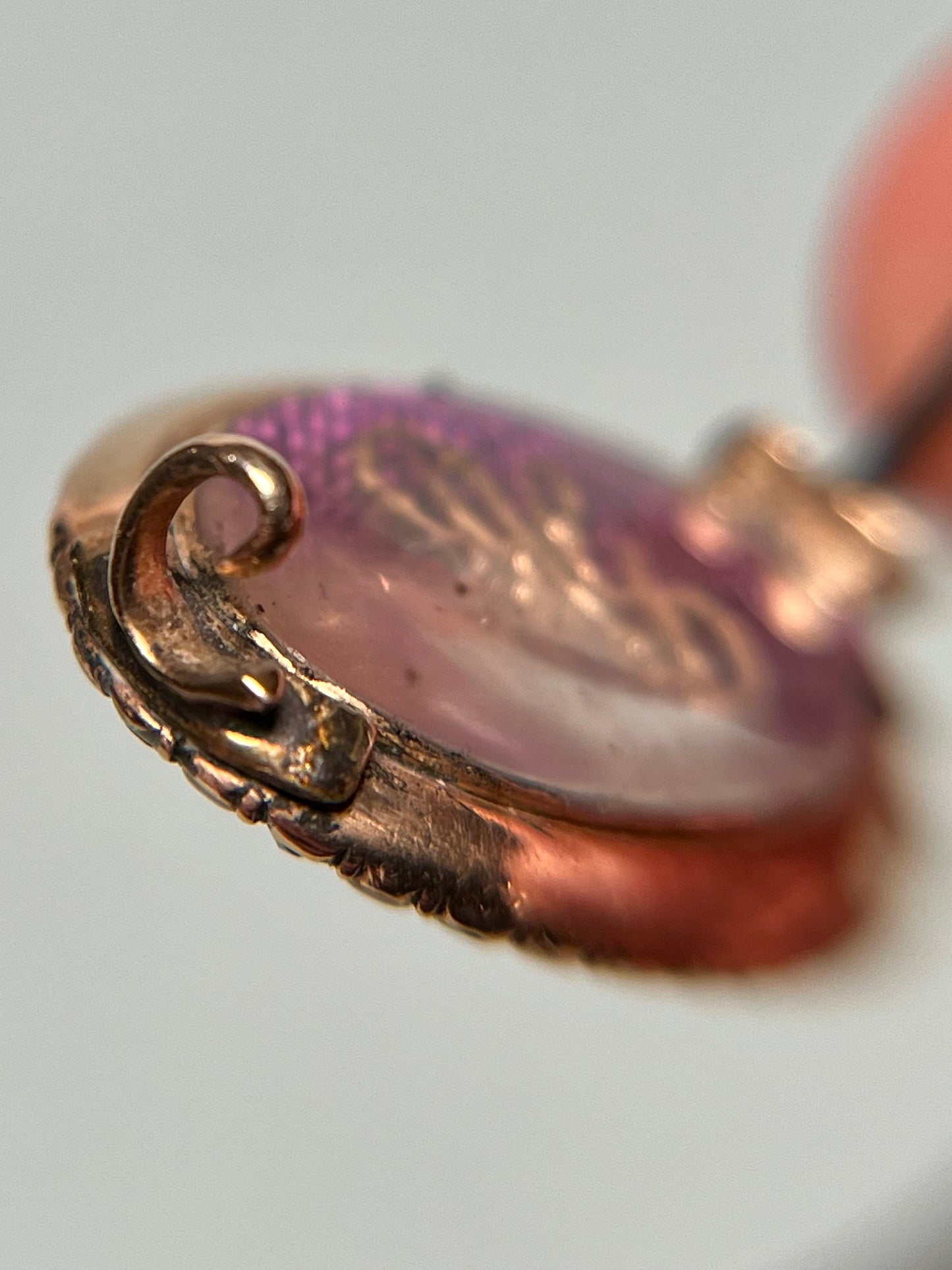 Georgian Navette Brooch with Rose-Cut Sapphires, Seed Pearls and Silk with Monogram "MG"