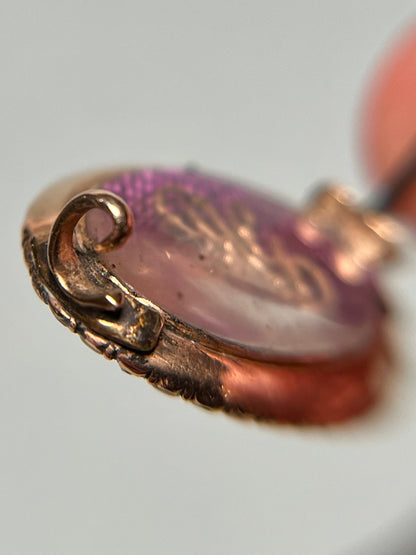 Georgian Navette Brooch with Rose-Cut Sapphires, Seed Pearls and Silk with Monogram "MG"