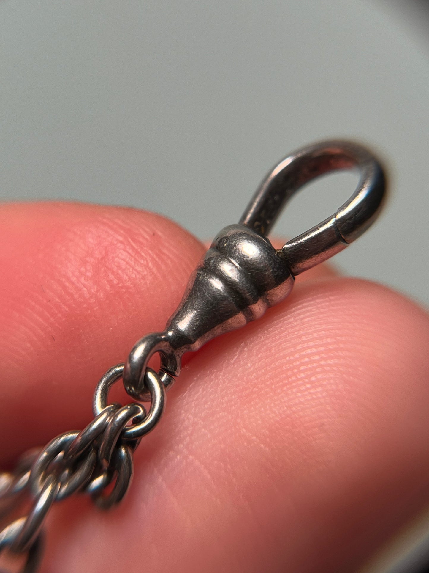 Antique Sterling Longuard Chain with Dog Clip