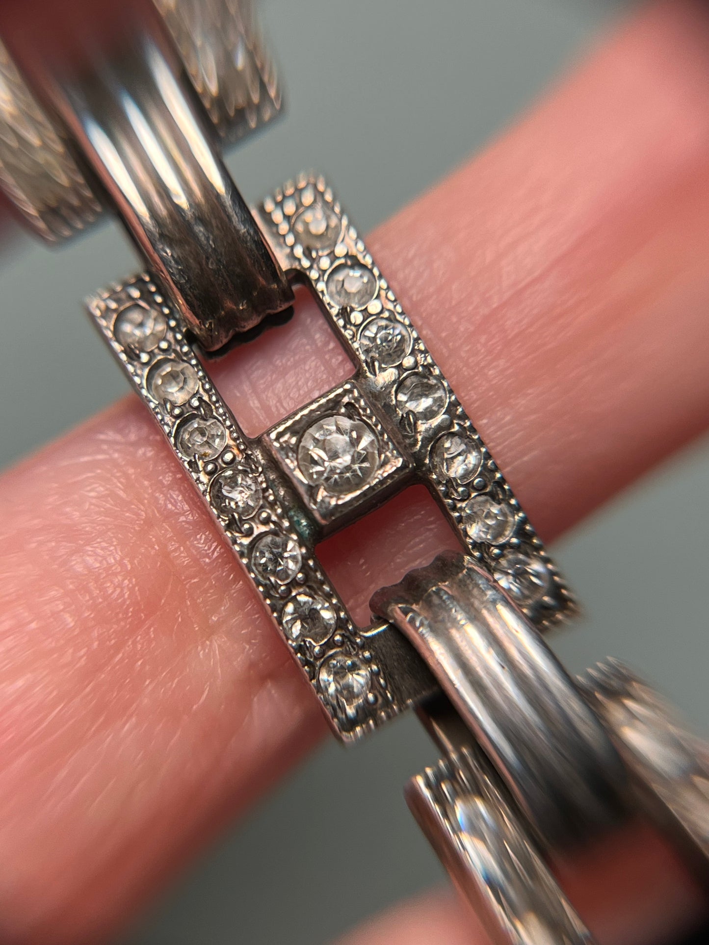 Antique Art Deco Sterling and Paste Bracelet