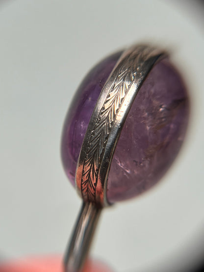 Antique Amethyst Cloak Jabot Pin in Sterling