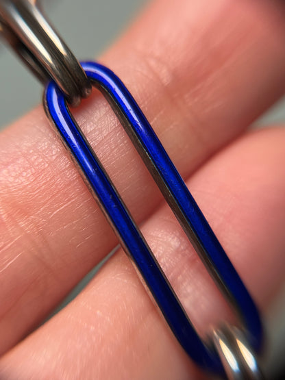 Antique Sterling Bracelet with Black and Cobalt Enamel