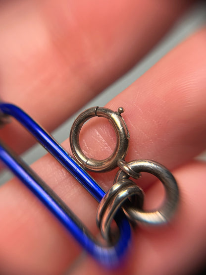 Antique Sterling Bracelet with Black and Cobalt Enamel