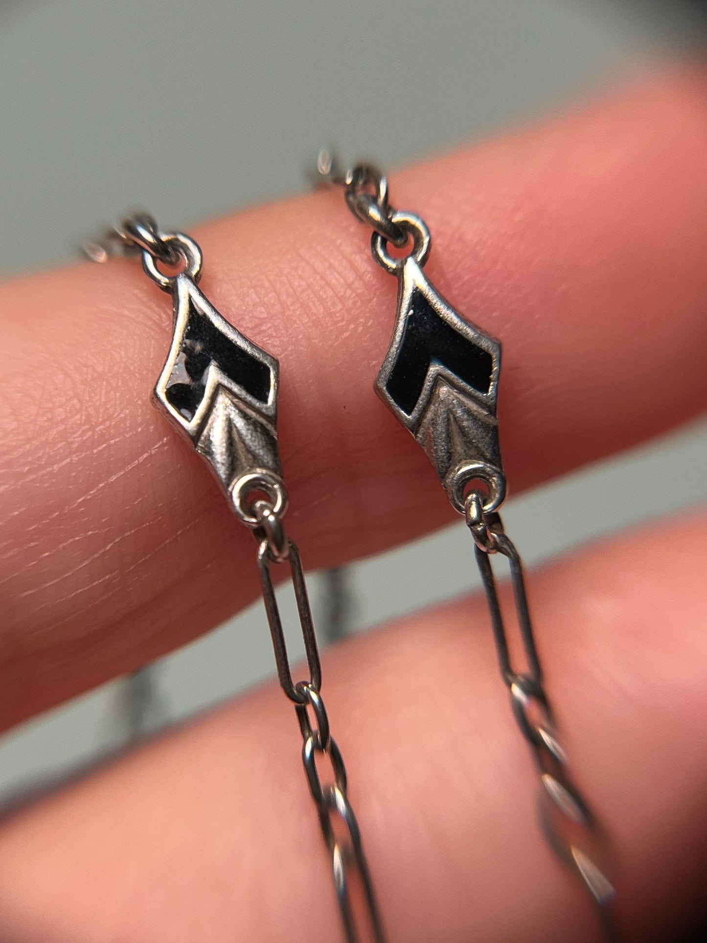 Sterling and Enamel Art Deco Lariat