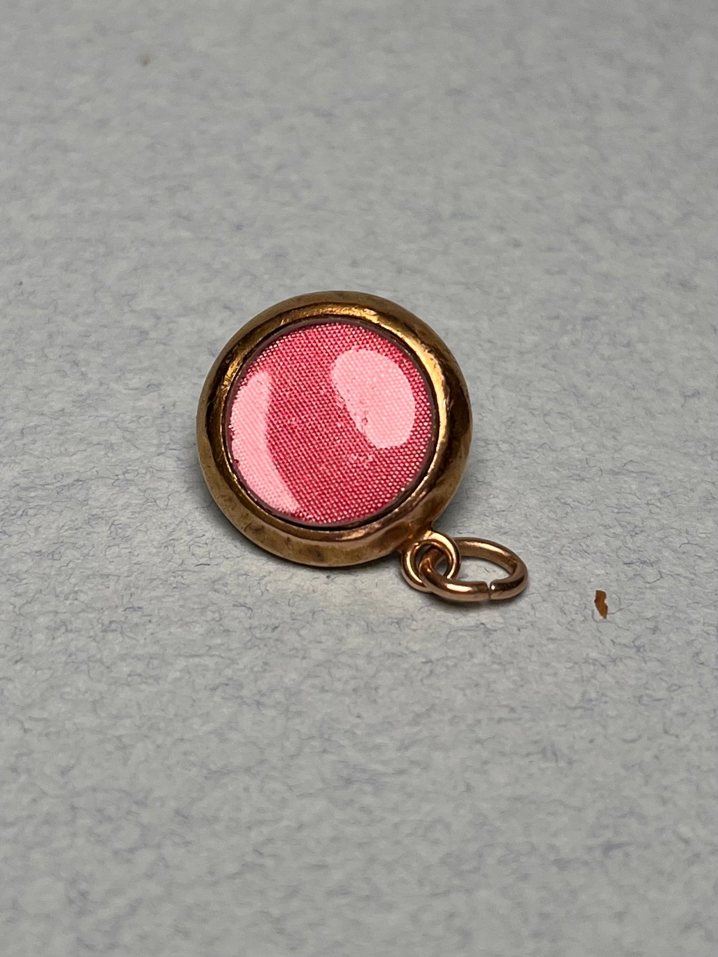 Antique Victorian 15K Gold, Silver and Turquoise Locket Pendant with Pink Silk