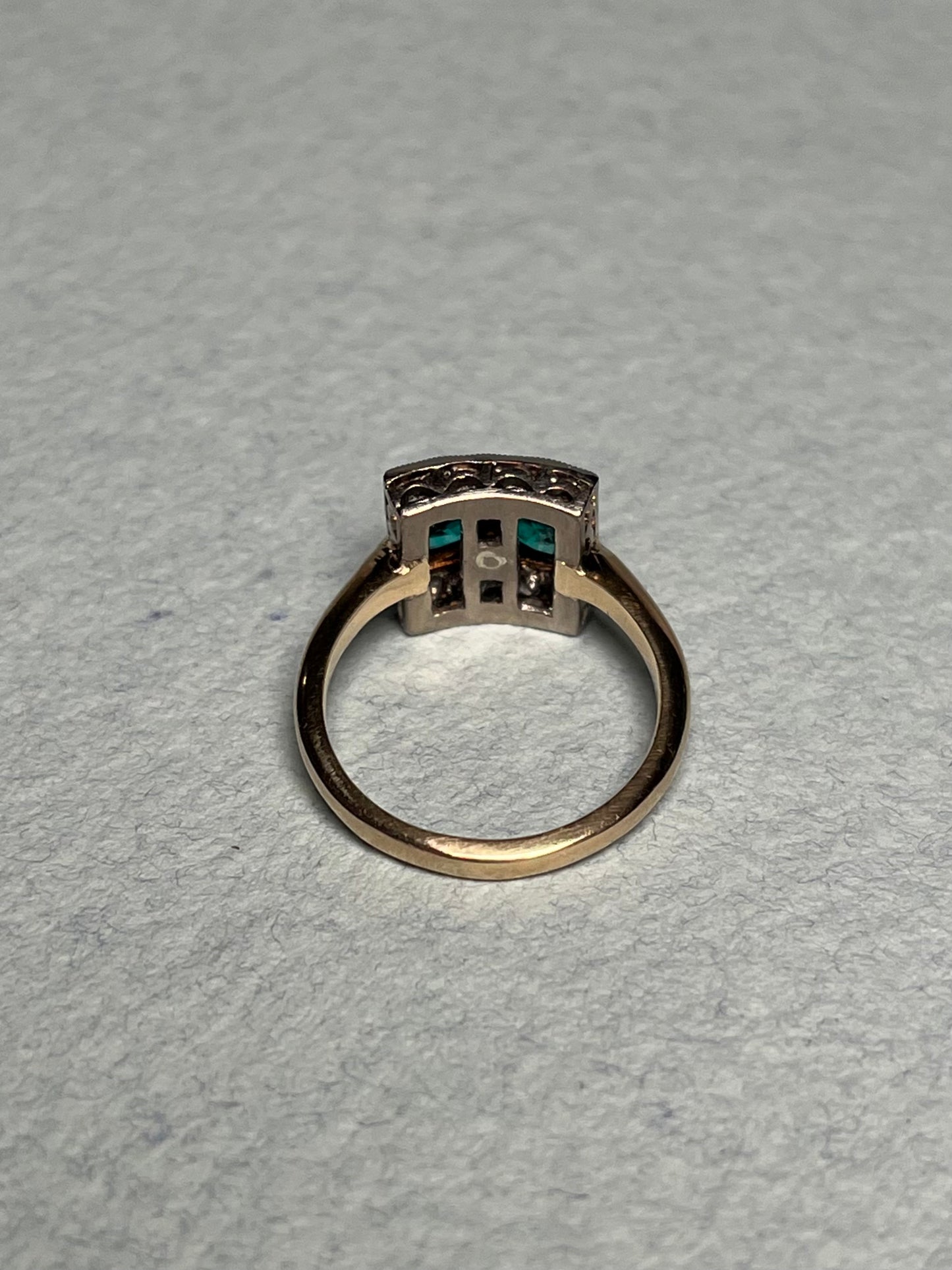 Platinum and 14K Diamond and Emerald Ring