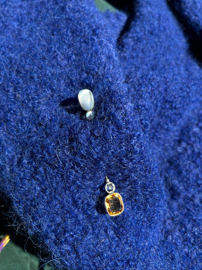 Antique Moonstone, Citrine and Aquamarine Jabot Pin