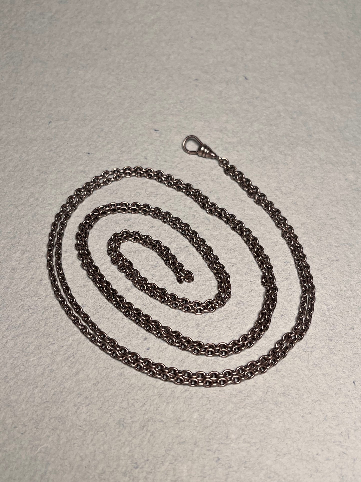 Antique Sterling Longuard Chain with Dog Clip