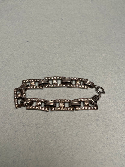 Antique Art Deco Sterling and Paste Bracelet