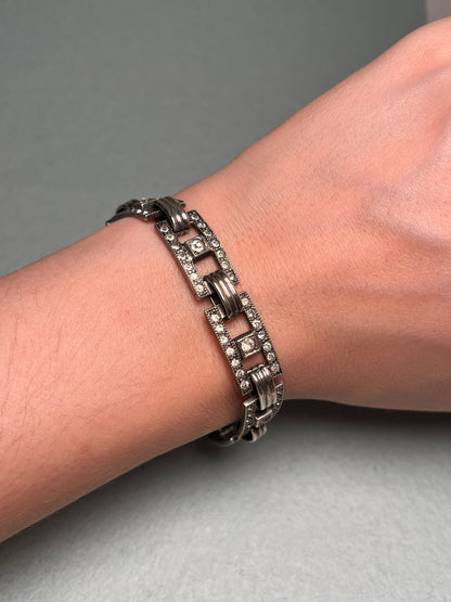 Antique Art Deco Sterling and Paste Bracelet