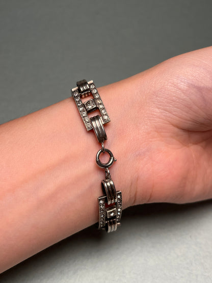 Antique Art Deco Sterling and Paste Bracelet