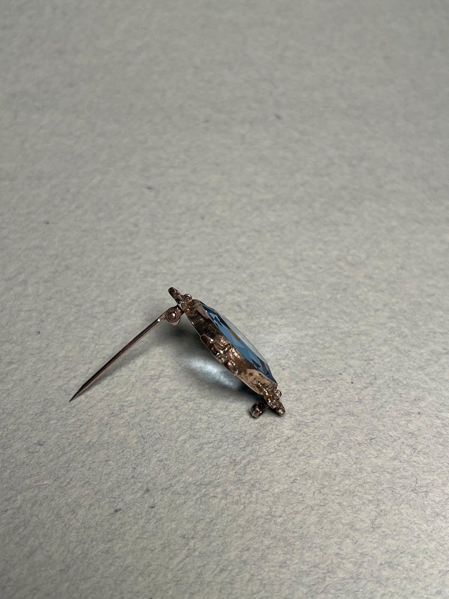 Art Deco Blue and White Paste and Sterling Brooch