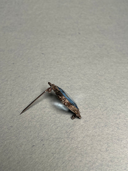 Art Deco Blue and White Paste and Sterling Brooch