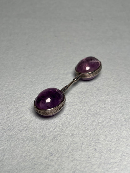 Antique Amethyst Cloak Jabot Pin in Sterling