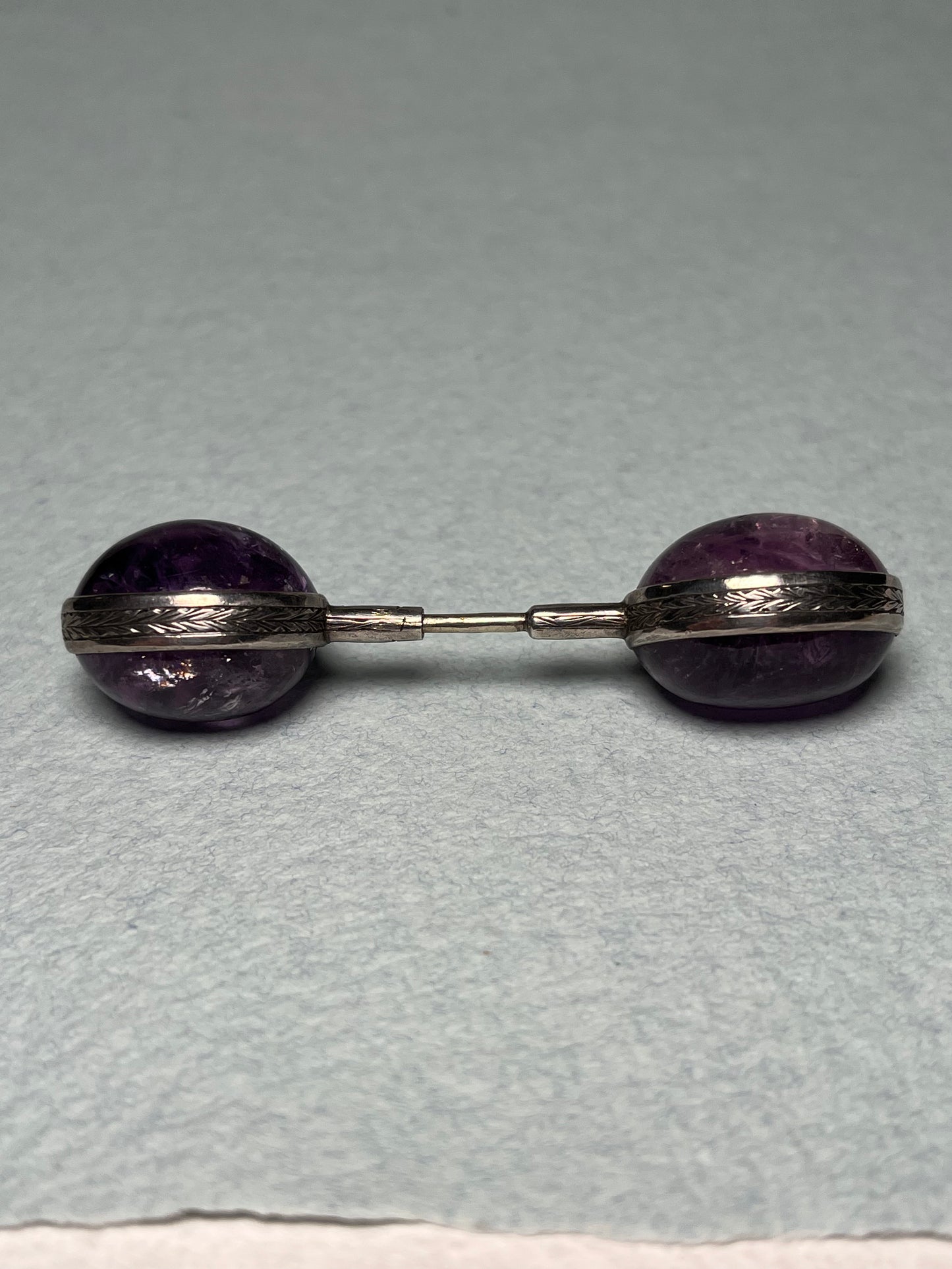 Antique Amethyst Cloak Jabot Pin in Sterling