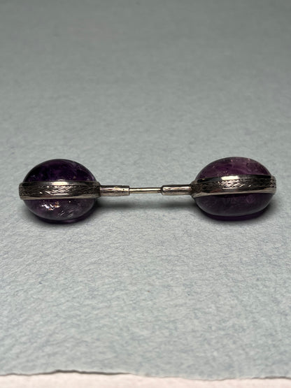 Antique Amethyst Cloak Jabot Pin in Sterling