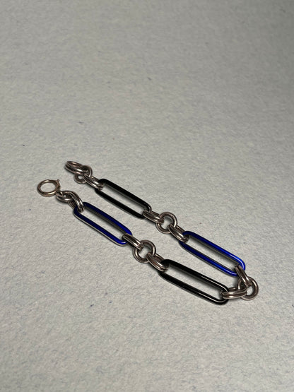 Antique Sterling Bracelet with Black and Cobalt Enamel