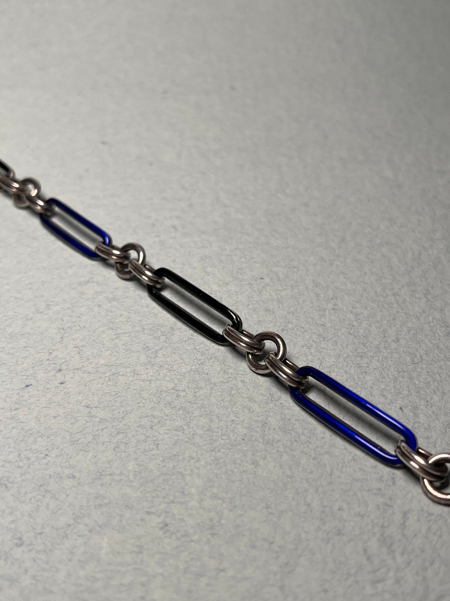 Antique Sterling Bracelet with Black and Cobalt Enamel