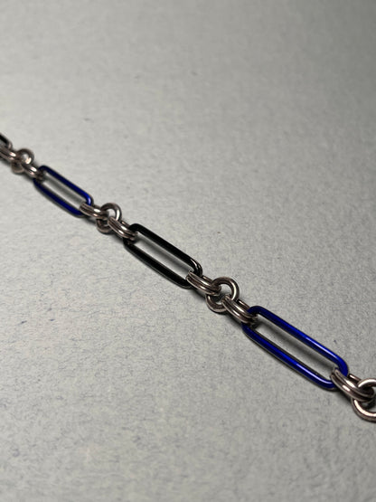 Antique Sterling Bracelet with Black and Cobalt Enamel