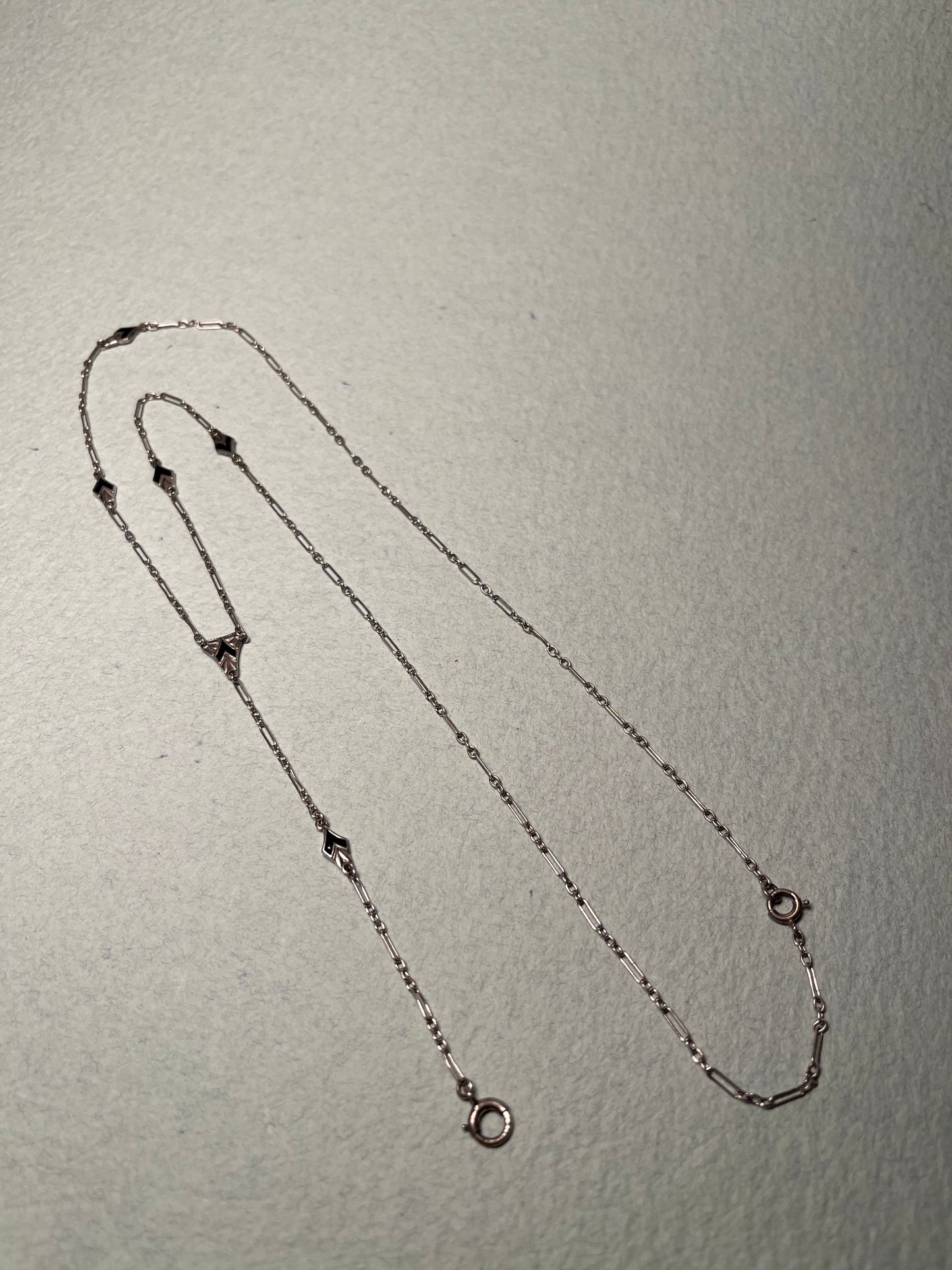 Sterling and Enamel Art Deco Lariat