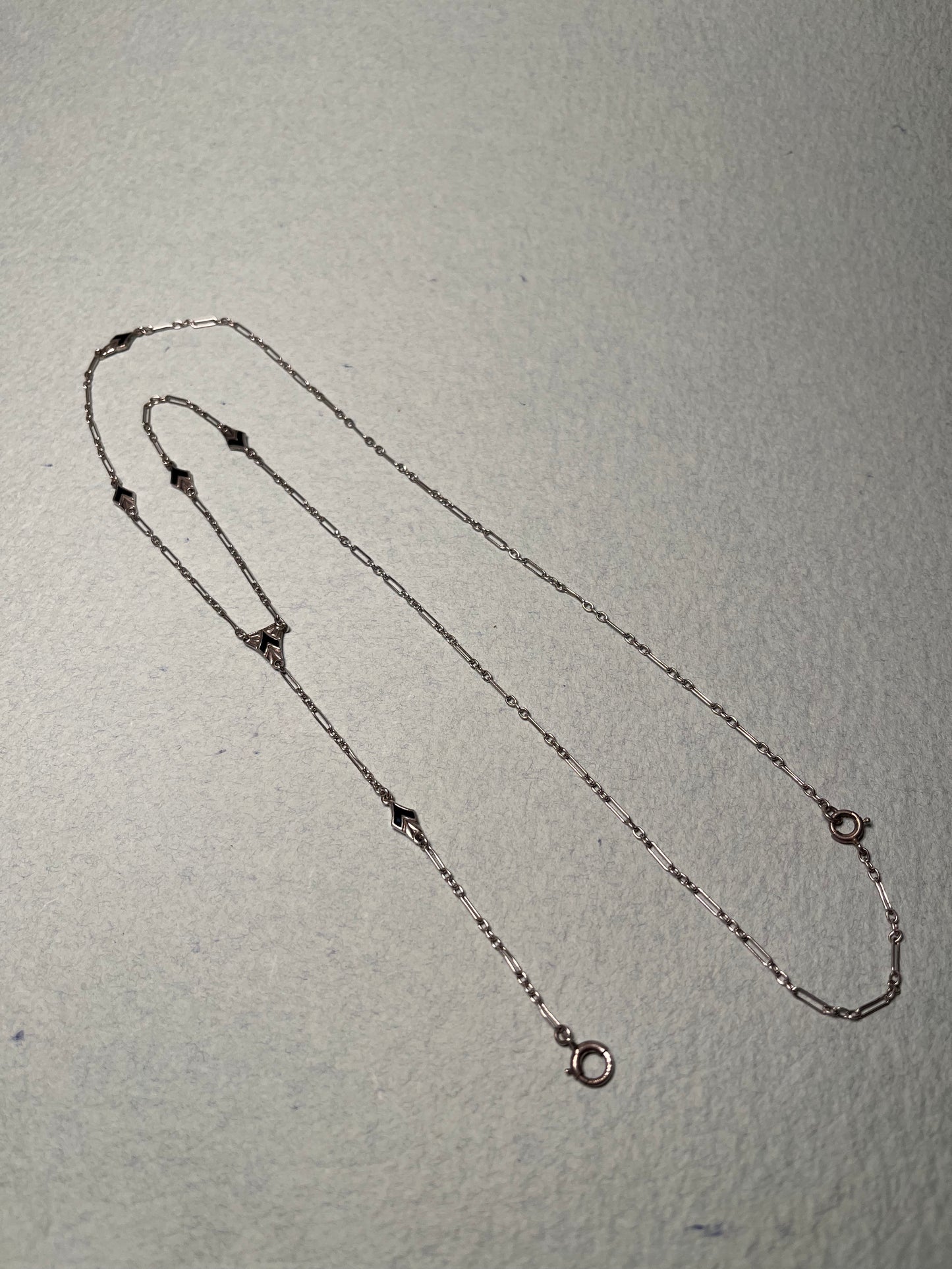 Sterling and Enamel Art Deco Lariat