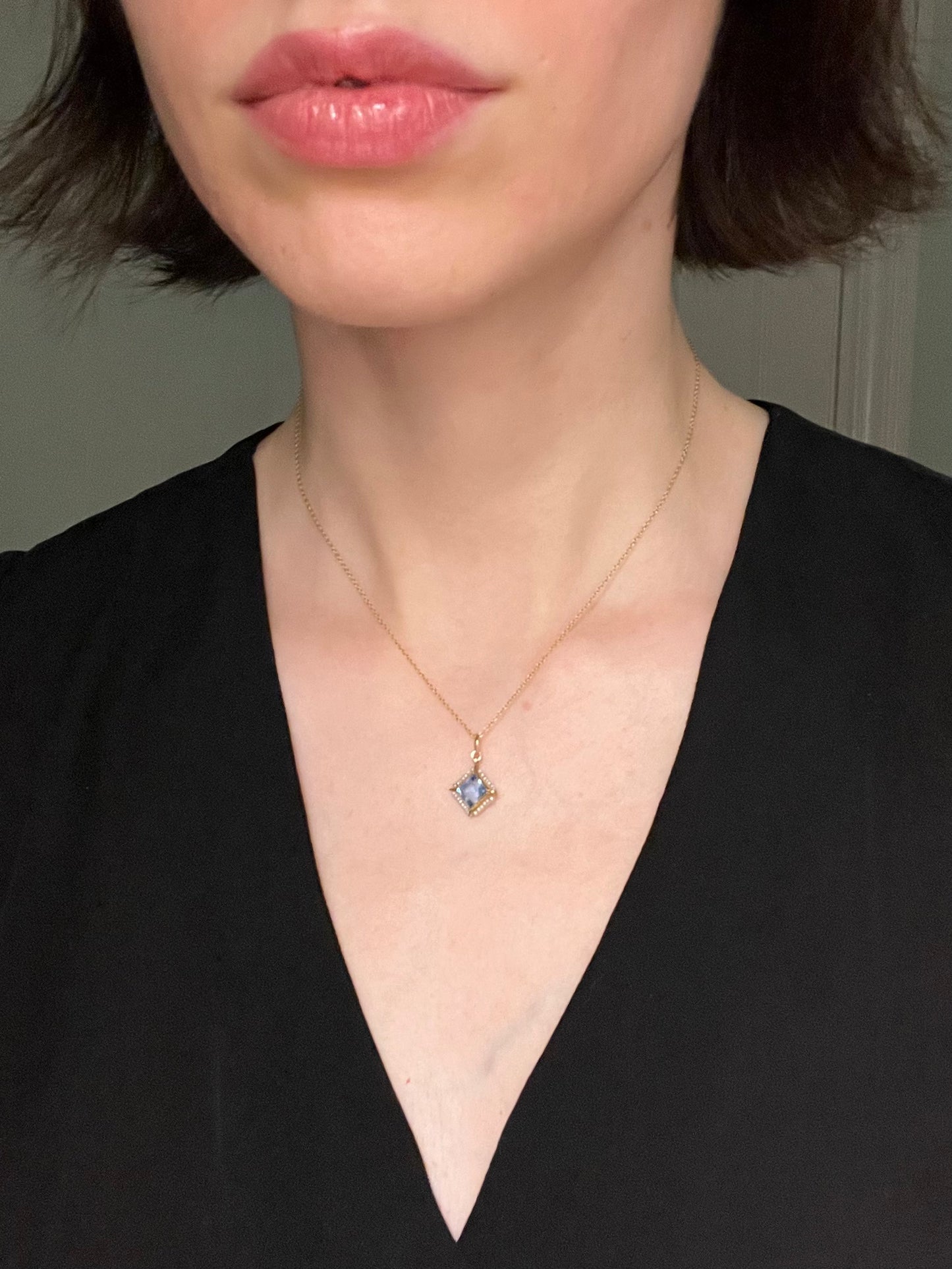 Antique 10K Gold, Synthetic Sapphire and Natural Seed Pearl Charm