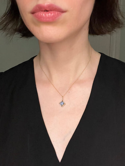 Antique 10K Gold, Synthetic Sapphire and Natural Seed Pearl Charm