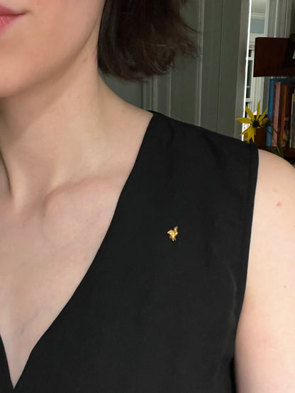 Antique 14K Gold Duckling Stick Pin with Ruby Eye and Bloomed Finish