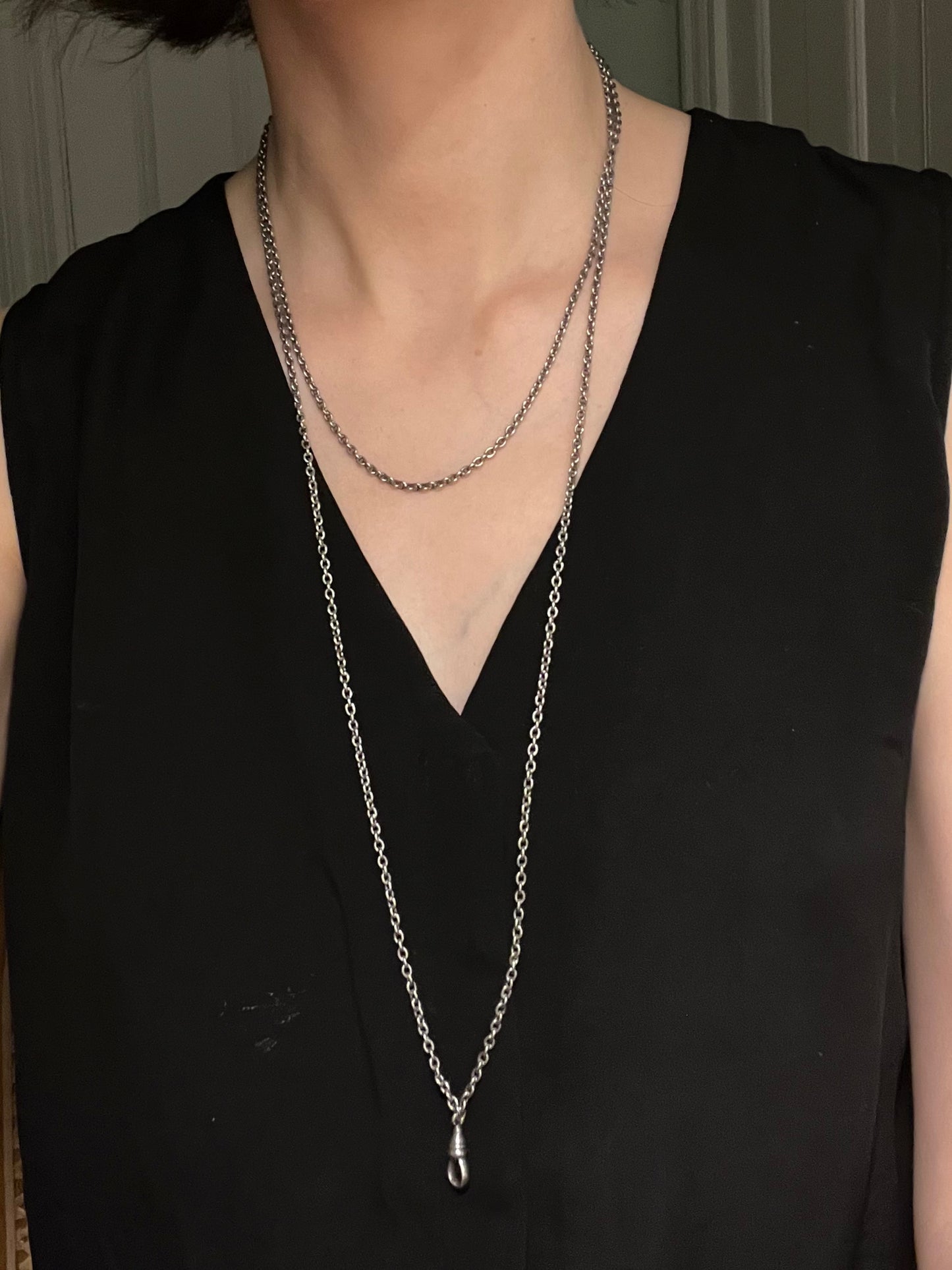 Antique Sterling Longuard Chain with Dog Clip